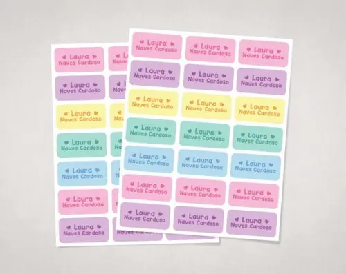 Etiquetas Personalizadas Corações Candy Colors Vinil