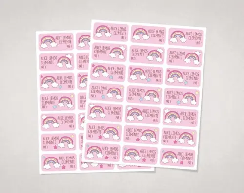 Etiquetas Personalizadas para Caderno Arco-íris Vinil