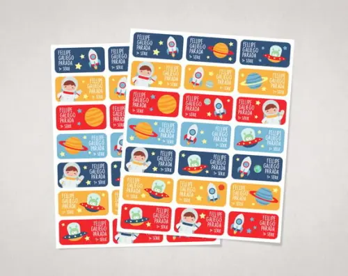 Etiquetas Personalizadas para Caderno Astronauta em Vinil
