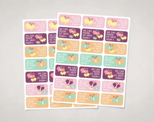 Etiquetas Personalizadas para Caderno Borboletas Vinil