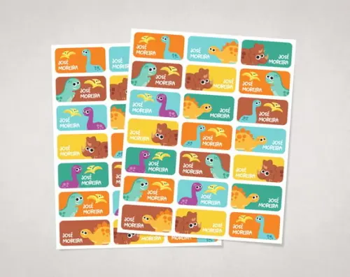 Etiquetas Personalizadas para Caderno Dinossauros Baby Vinil