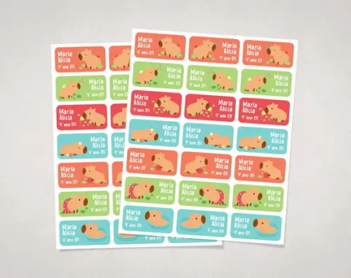 Etiquetas Personalizadas para Caderno Capivara Vinil