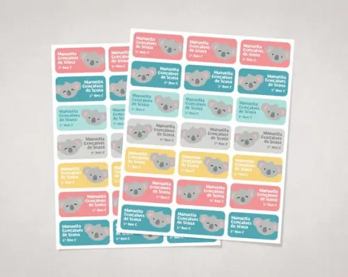 Etiquetas Personalizadas para Caderno Coala Vinil