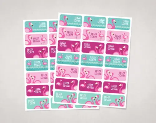 Etiquetas Personalizadas para Caderno Flamingo Vinil