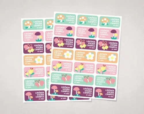 Etiquetas Personalizadas para Caderno Jardim Vinil