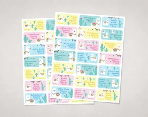 Etiquetas Personalizadas para Caderno Lhama em Vinil