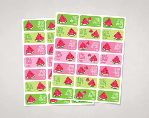 Etiquetas Personalizadas para Caderno Melancia Vinil