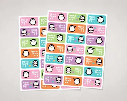 Etiquetas Personalizadas para Caderno Pinguim Vinil