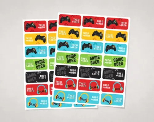 Etiquetas Personalizadas para Caderno Video Game Vinil