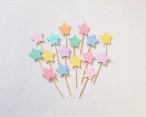 Kit com 16 Mini Toppers Estrelinhas Candy Colors