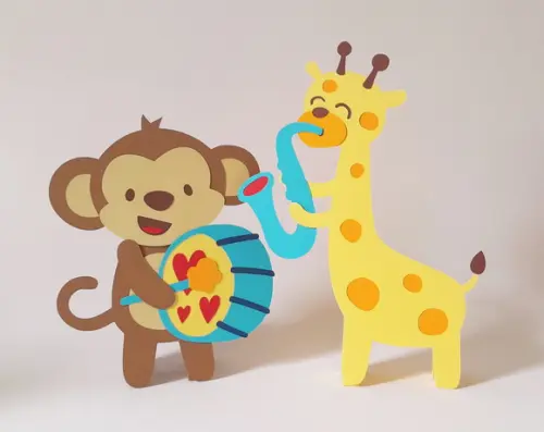 Kit com 2 Displays de Mesa Macaco e Girafa