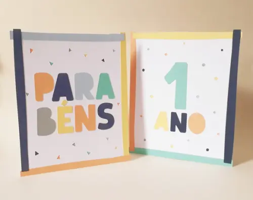 Kit com 2 Displays de Mesa Parabéns e Idade