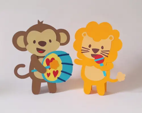 Kit com 2 Displays de Mesa Macaco e Leão