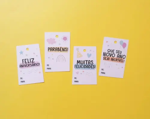 Kit com 24 Tags para Presente de Aniversário
