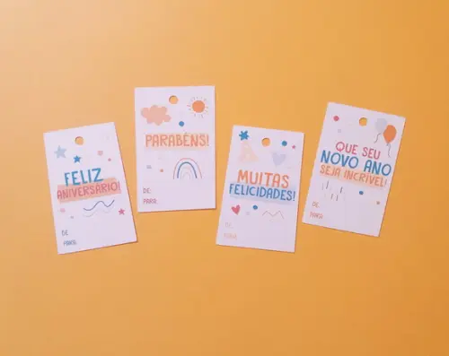 Kit com 24 Tags para Presente de Aniversário