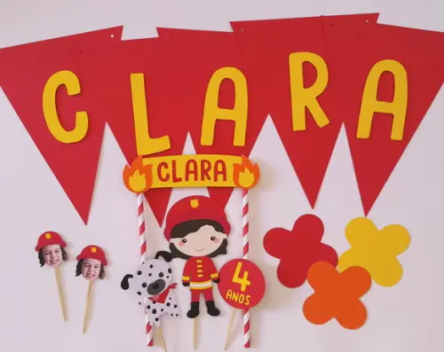 Kit Festa Bombeiros - Só Um Bolinho com Topper de Rostinho