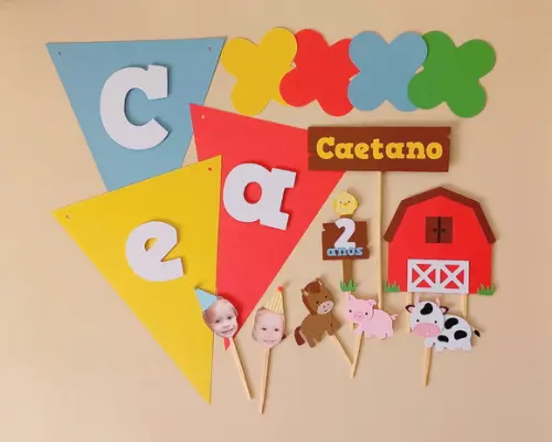 Kit Festa Fazendinha - Só Um Bolinho com Topper de Rostinho