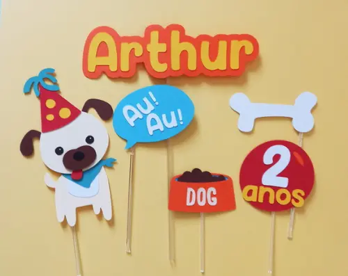Kit Topo de Bolo Cachorrinho