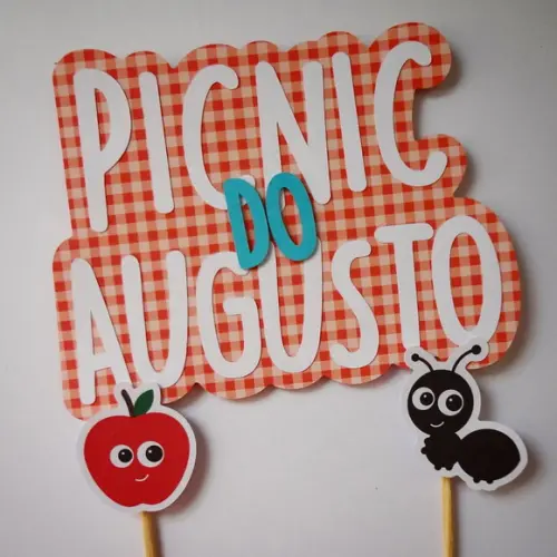 Topo de Bolo Picnic com Nome