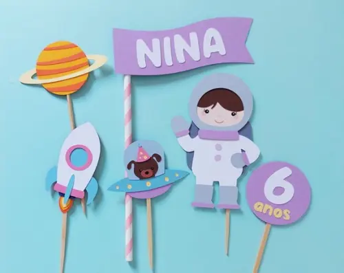 Topo de Bolo Astronauta Menina