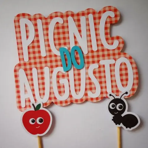 Topo de Bolo Picnic com Nome