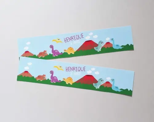 Rótulo para Água Dinossauro Cenário