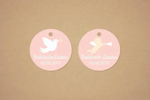 Tag Agradecimento Batizado Rosa
