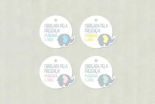 Tag Agradecimento Elefantinho