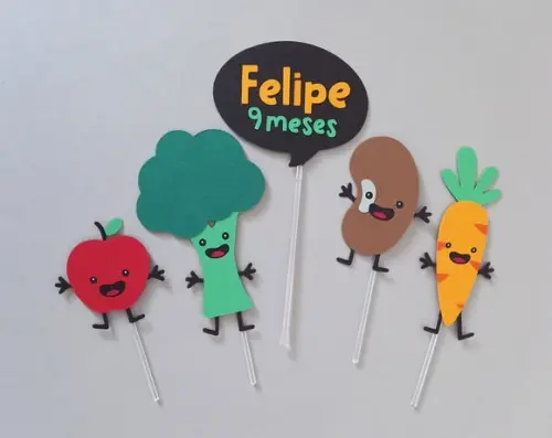 Topo de Bolo Alimentos Divertidos