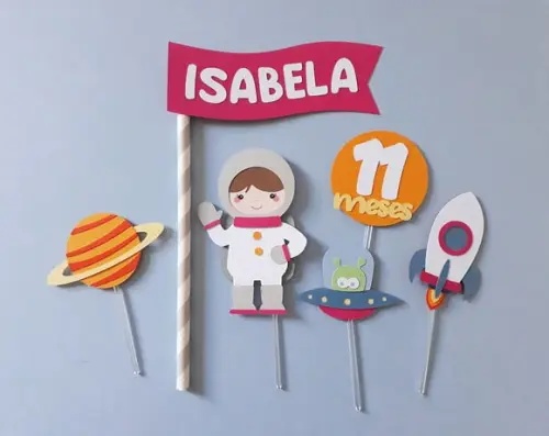 Topo de Bolo Astronauta Menina