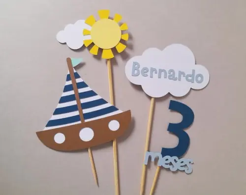 Topo de Bolo Barquinho a Vela