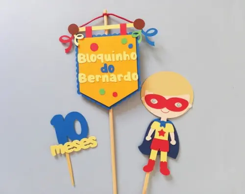 Topo de Bolo Bloquinho Menino Herói