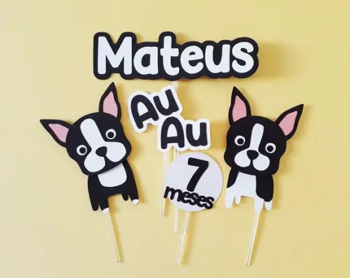 Topo de Bolo Boston Terrier
