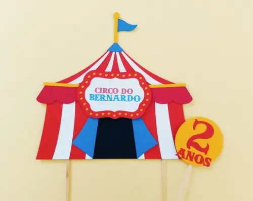 Topo de Bolo Circo Tenda