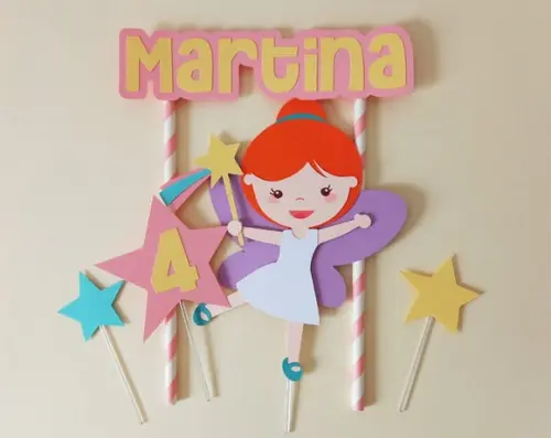 Topo de Bolo Fadinha com Estrelas