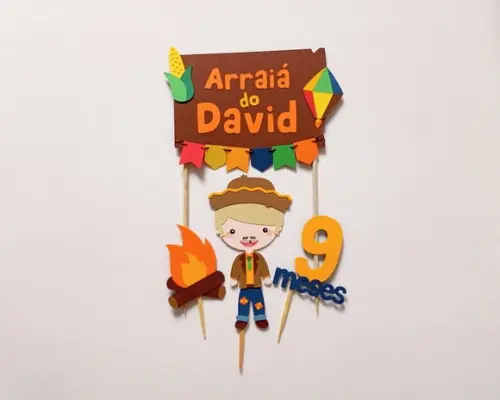 Topo de Bolo Festa Junina Arraiá Menino