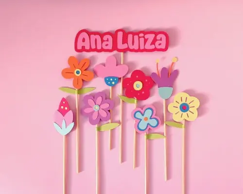 Topo de Bolo Flores Coloridas Primavera Personalizado