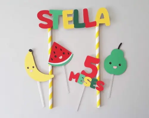 Topo de Bolo Frutinhas com Rostinhos
