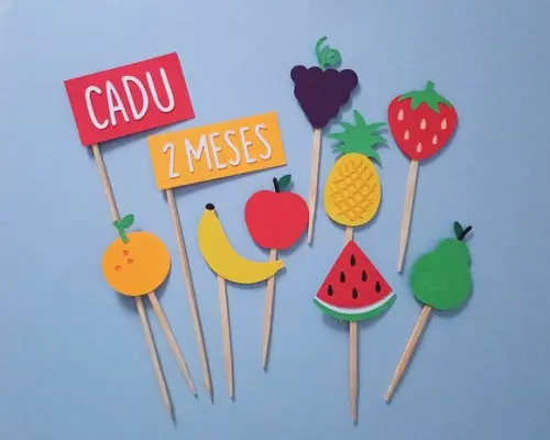 Topo de Bolo Frutinhas com Nome e Idade