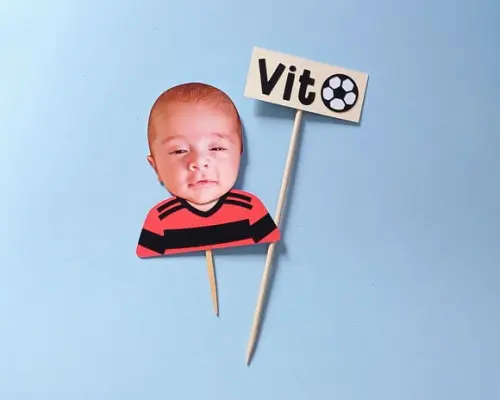 Topo de Bolo Futebol com Foto de Rostinho