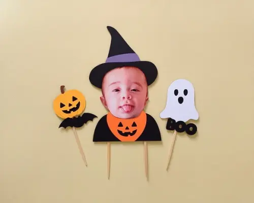 Topo de Bolo Halloween com Foto de Rostinho