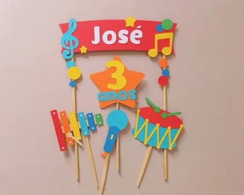 Topo de Bolo Instrumentos Musicais Infantis