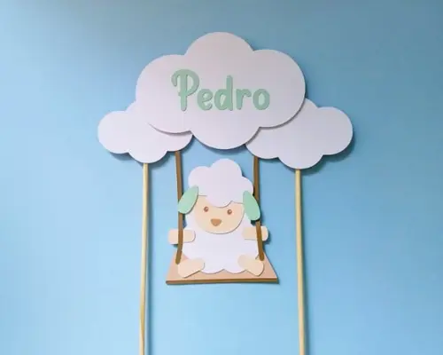 Topo de Bolo Ovelha no Balanço