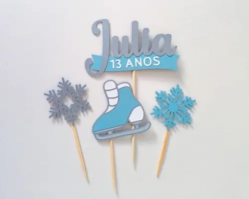 Topo de Bolo Patinação no Gelo