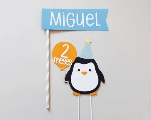 Topo de Bolo Pinguim Menino