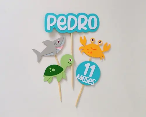 Topo de Bolo Personalizado Fundo do Mar