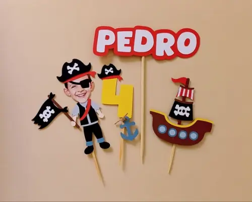 Topo de Bolo Pirata com Foto de Rostinho