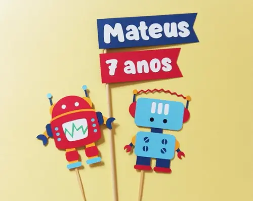 Topo de Bolo Robozinhos
