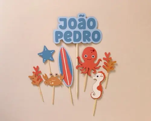 Topo de Bolo Surf e Fundo do Mar