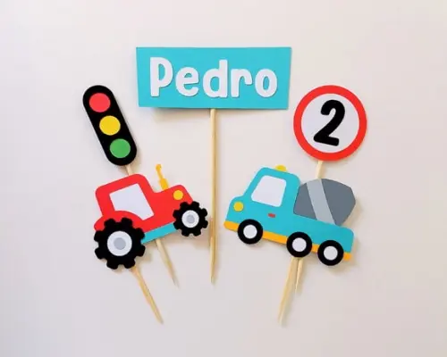Topo de Bolo Trator e Betoneira